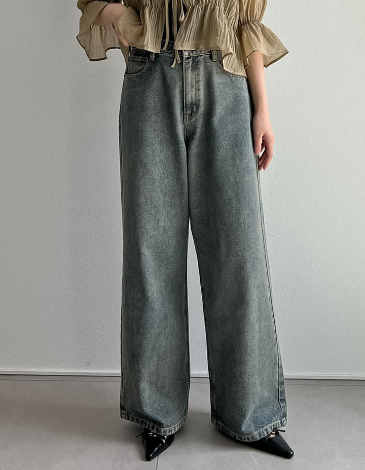 【TIME SALE 50%OFF ¥5,498⇒¥2,749】[話題！オーバーダイデニム][低身長/高身長/大きいサイズ有]オーバーダイルーズデニムパンツ パンツ 人気レディースファッション通販 リエディ