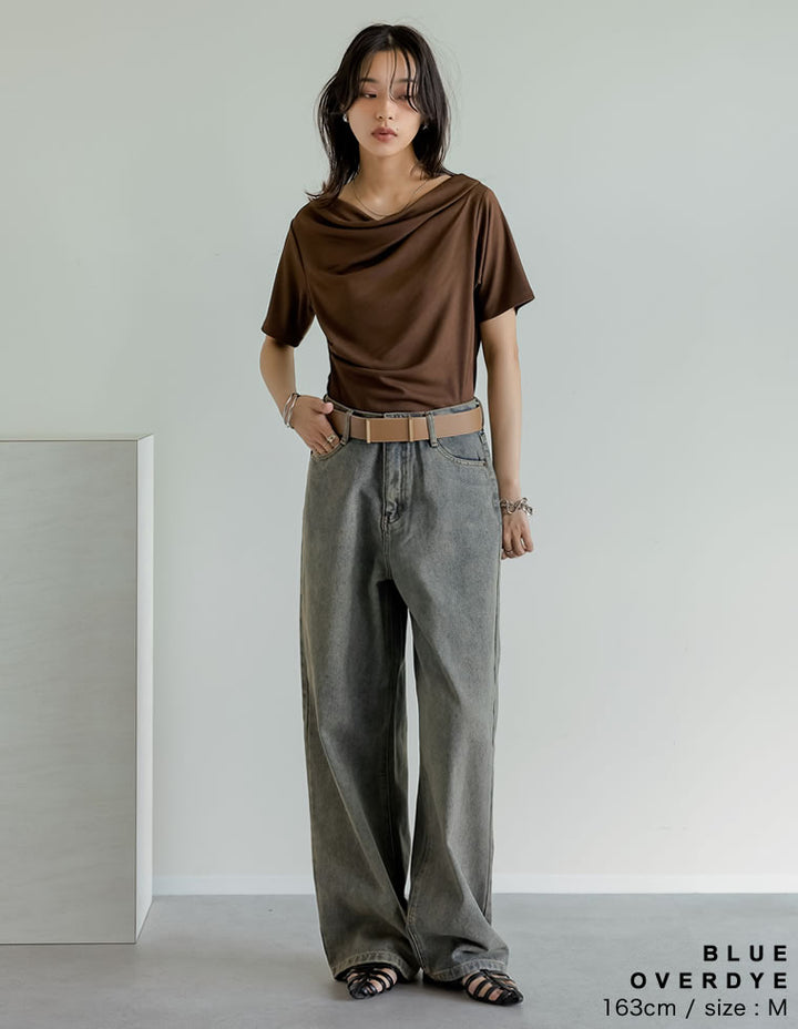 【TIME SALE 50%OFF ¥5,498⇒¥2,749】[話題！オーバーダイデニム][低身長/高身長/大きいサイズ有]オーバーダイルーズデニムパンツ パンツ 人気レディースファッション通販 リエディ