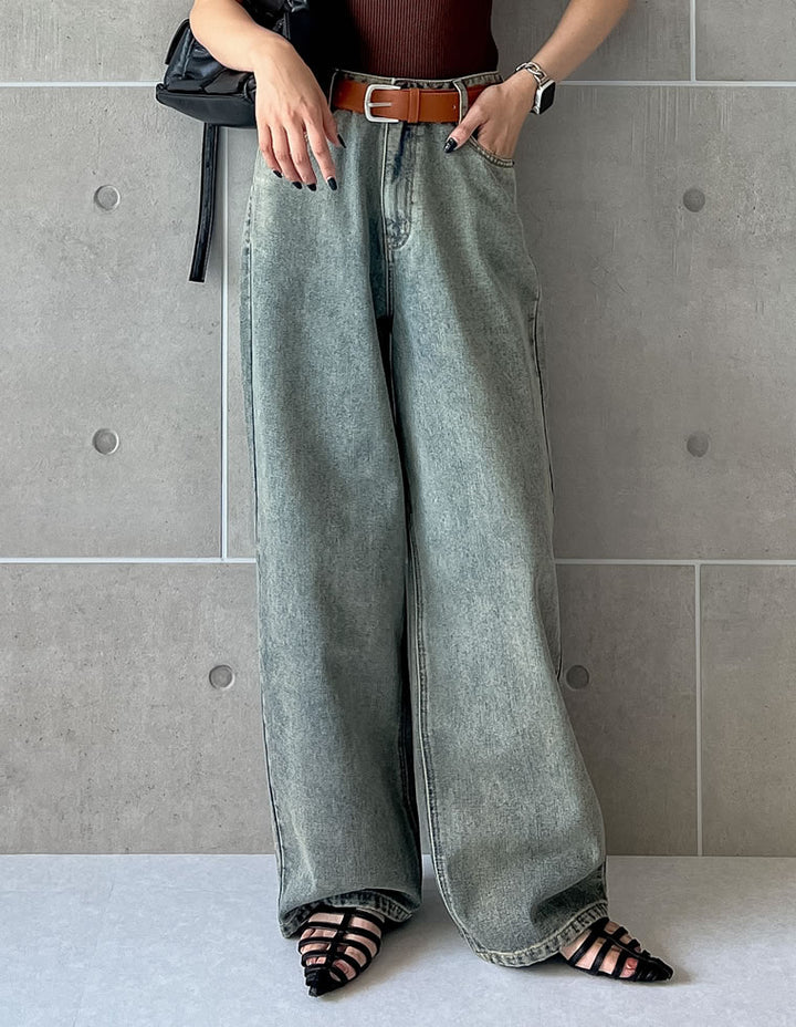 【TIME SALE 50%OFF ¥5,498⇒¥2,749】[話題！オーバーダイデニム][低身長/高身長/大きいサイズ有]オーバーダイルーズデニムパンツ パンツ 人気レディースファッション通販 リエディ