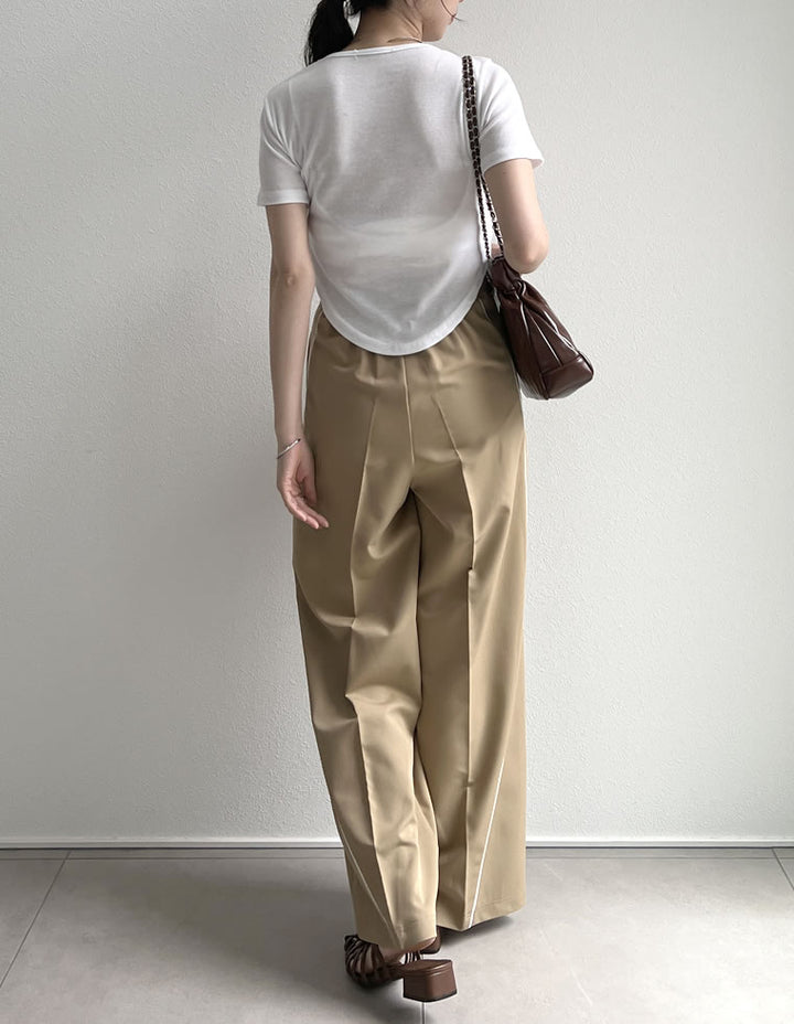 【TIME SALE 50%OFF ¥5,498⇒¥2,749】[低身長/高身長サイズ有]ライトツイルパイピングカーブパンツ パンツ 人気レディースファッション通販 リエディ