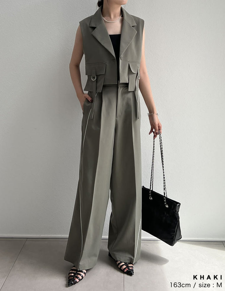 【TIME SALE 50%OFF ¥5,498⇒¥2,749】[低身長/高身長サイズ有]ライトツイルパイピングカーブパンツ パンツ 人気レディースファッション通販 リエディ