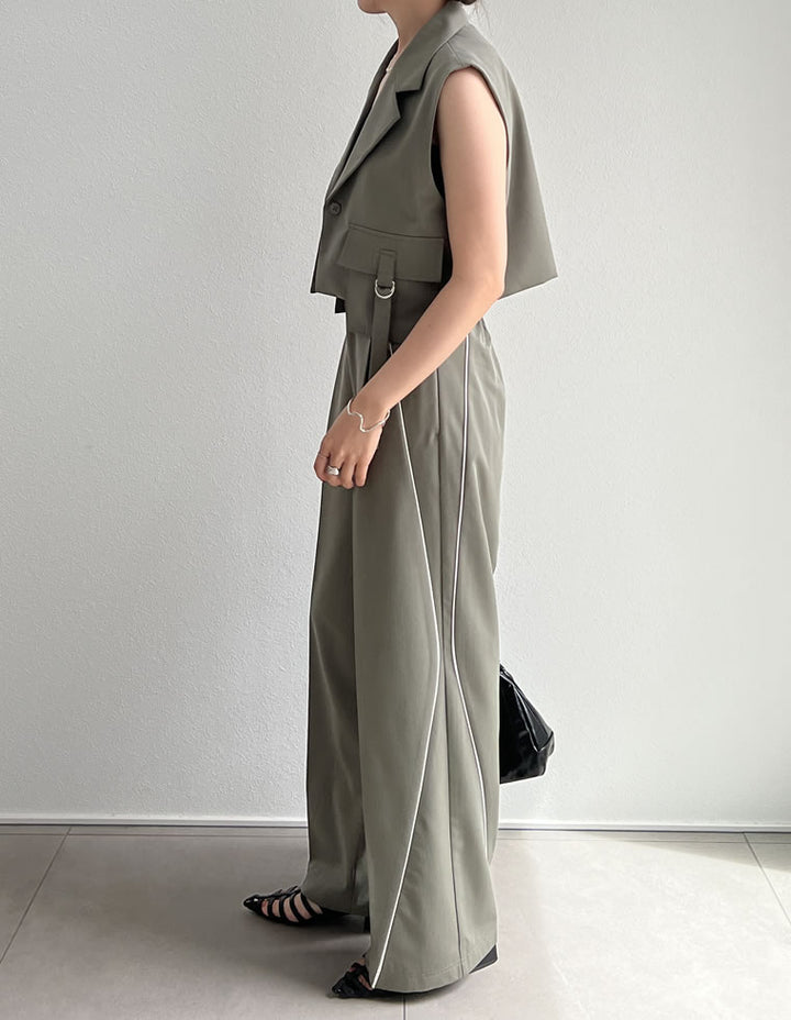 【TIME SALE 50%OFF ¥5,498⇒¥2,749】[低身長/高身長サイズ有]ライトツイルパイピングカーブパンツ パンツ 人気レディースファッション通販 リエディ