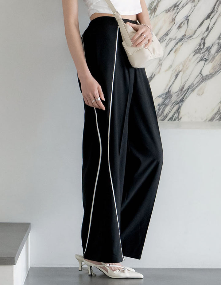 【TIME SALE 50%OFF ¥5,498⇒¥2,749】[低身長/高身長サイズ有]ライトツイルパイピングカーブパンツ パンツ 人気レディースファッション通販 リエディ