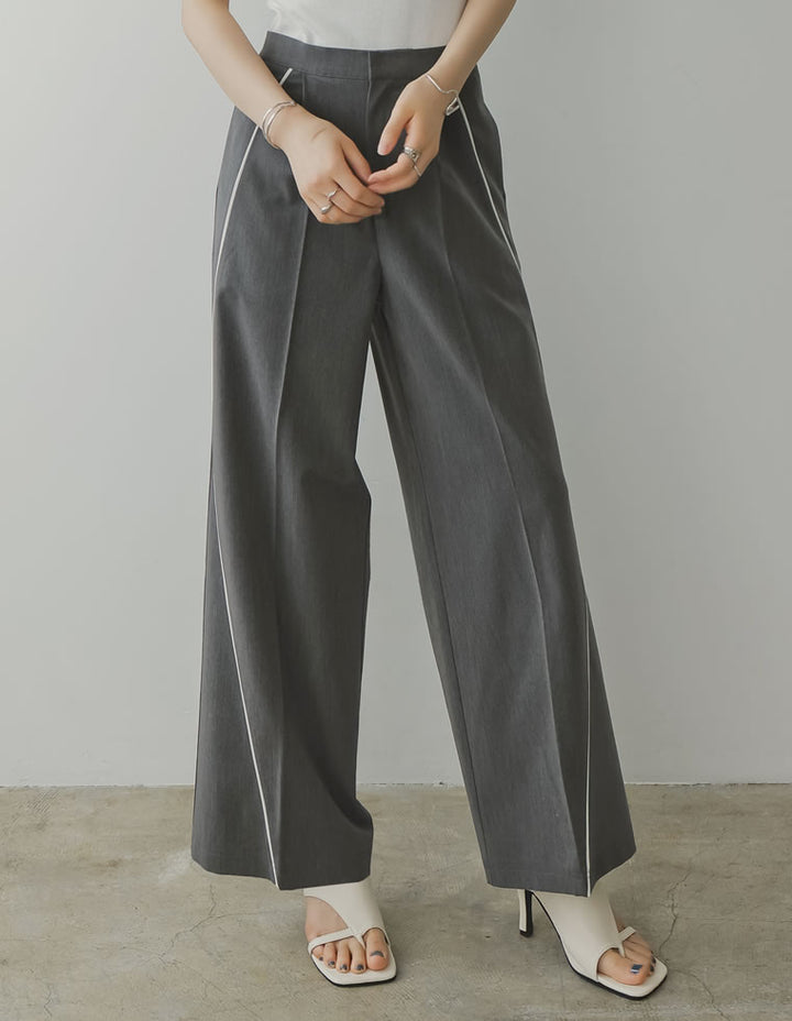 【TIME SALE 50%OFF ¥5,498⇒¥2,749】[低身長/高身長サイズ有]ライトツイルパイピングカーブパンツ パンツ 人気レディースファッション通販 リエディ