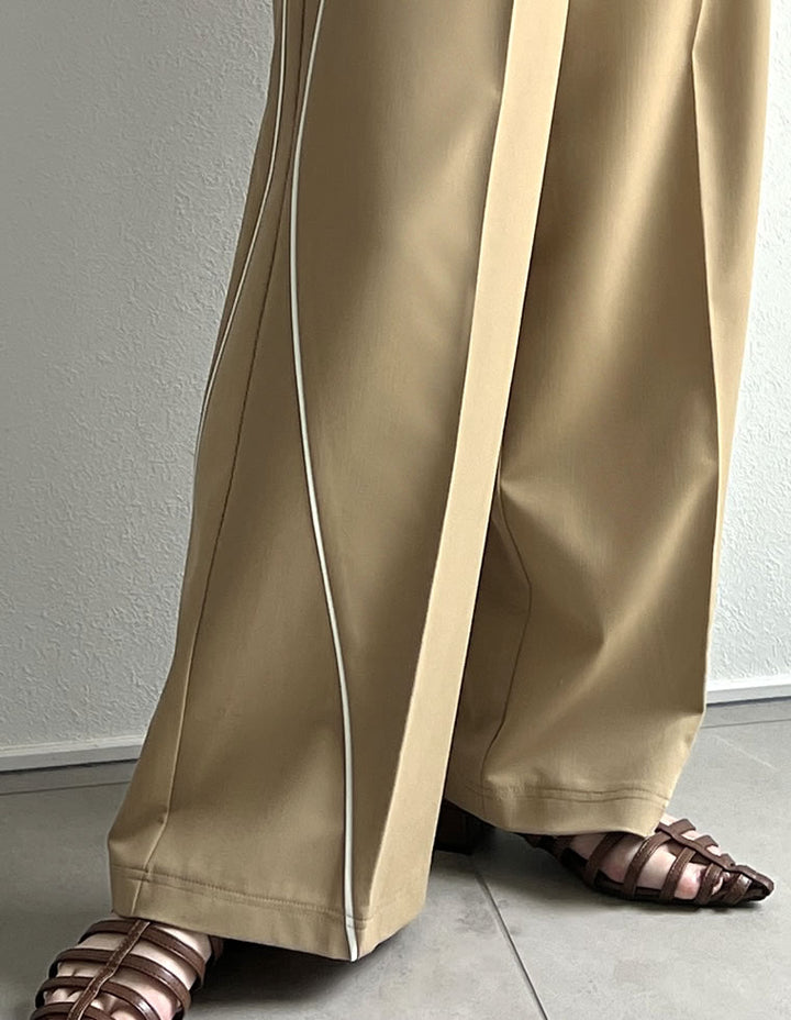 【TIME SALE 50%OFF ¥5,498⇒¥2,749】[低身長/高身長サイズ有]ライトツイルパイピングカーブパンツ パンツ 人気レディースファッション通販 リエディ