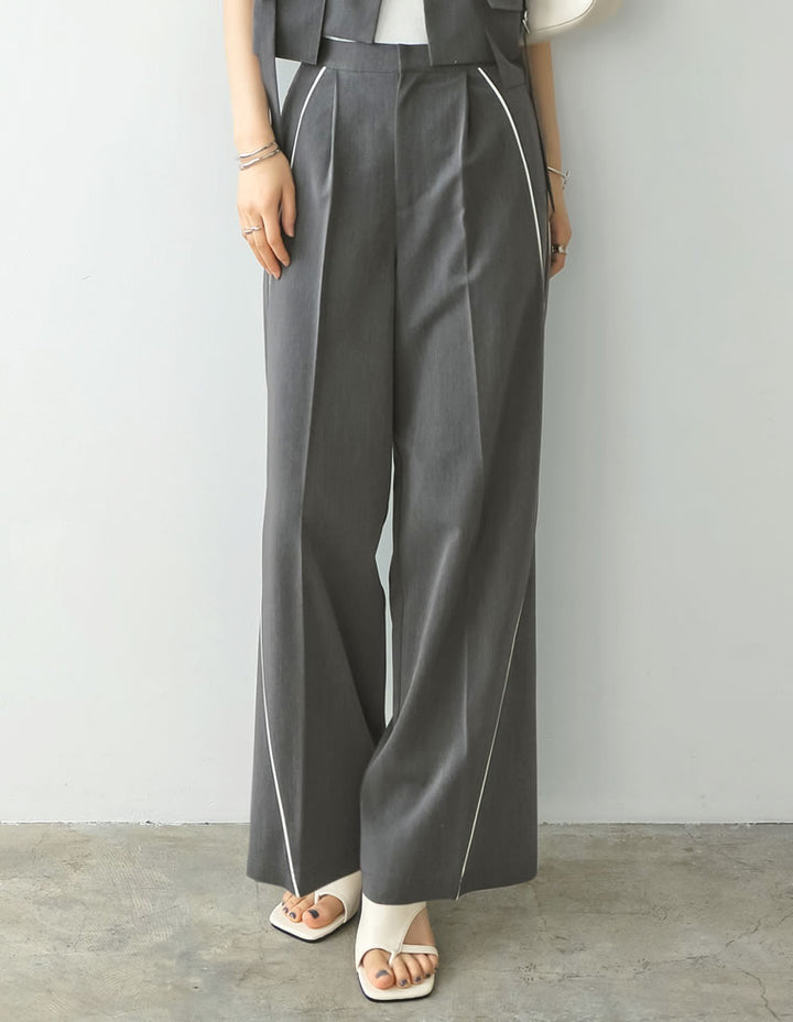 【TIME SALE 50%OFF ¥5,498⇒¥2,749】[低身長/高身長サイズ有]ライトツイルパイピングカーブパンツ パンツ 人気レディースファッション通販 リエディ