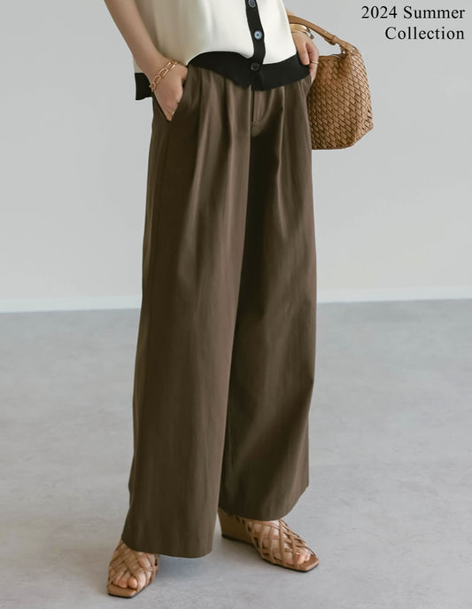 【SPRING SALE 5%OFF ¥4,998⇒¥4,748】[神山まりあさん着用][低身長/高身長サイズ有]コットンツイルダブルタックルーズパンツ パンツ 人気レディースファッション通販 リエディ