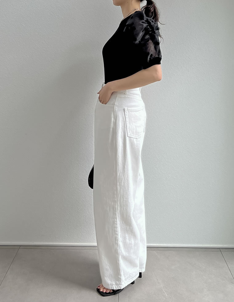 ホワイトパフスリーブトップス オーガンジーパフスリーブトップス - トップス通販 | 人気レディース