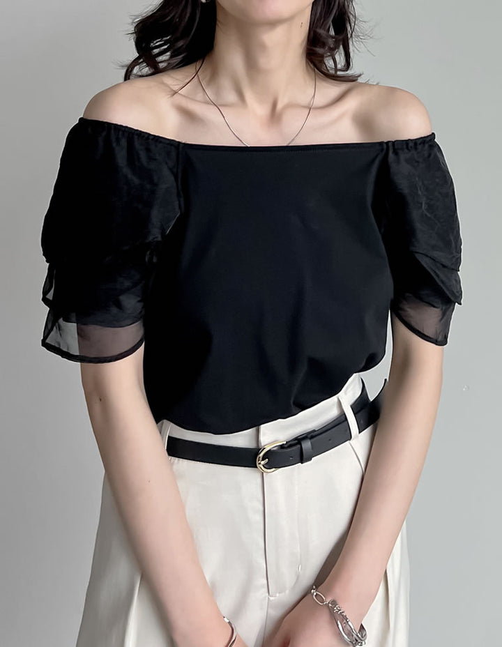 【TIME SALE 40%OFF ¥3,998⇒¥2,398】[着た瞬間ひんやり][接触冷感]2WAYシアーパフオフショルトップス トップス 人気レディースファッション通販 リエディ