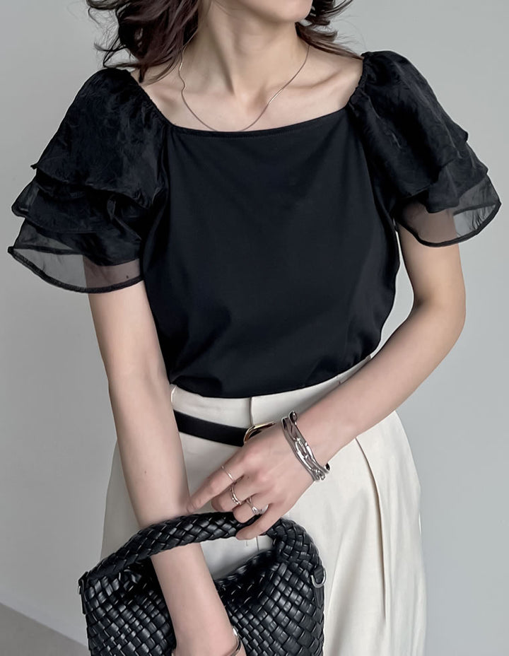 【TIME SALE 40%OFF ¥3,998⇒¥2,398】[着た瞬間ひんやり][接触冷感]2WAYシアーパフオフショルトップス トップス 人気レディースファッション通販 リエディ