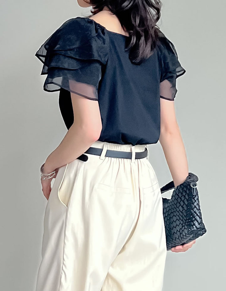【TIME SALE 40%OFF ¥3,998⇒¥2,398】[着た瞬間ひんやり][接触冷感]2WAYシアーパフオフショルトップス トップス 人気レディースファッション通販 リエディ