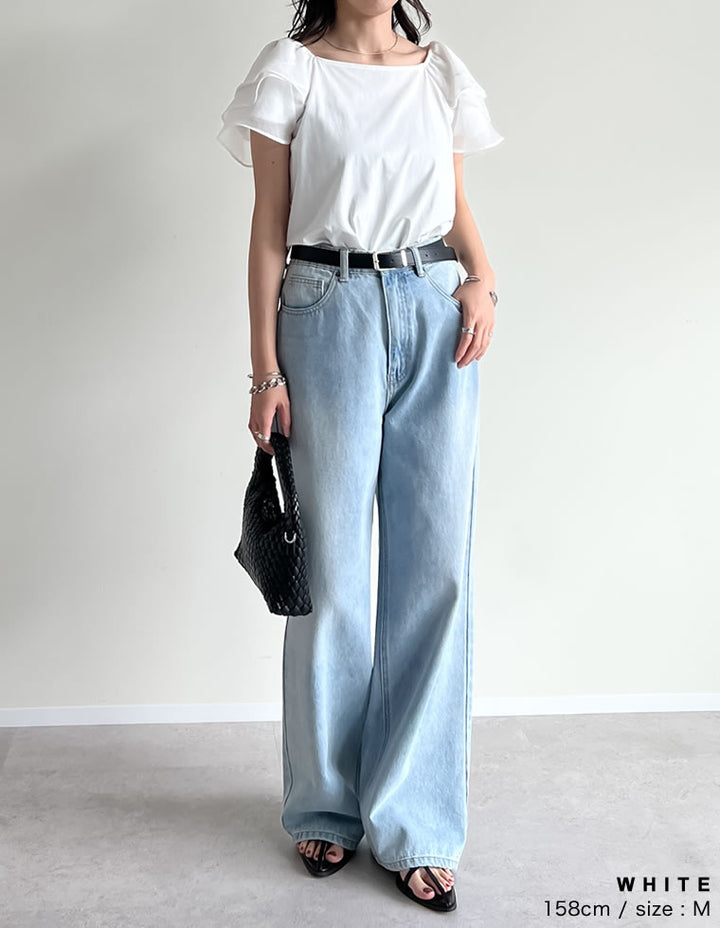 【TIME SALE 40%OFF ¥3,998⇒¥2,398】[着た瞬間ひんやり][接触冷感]2WAYシアーパフオフショルトップス トップス 人気レディースファッション通販 リエディ