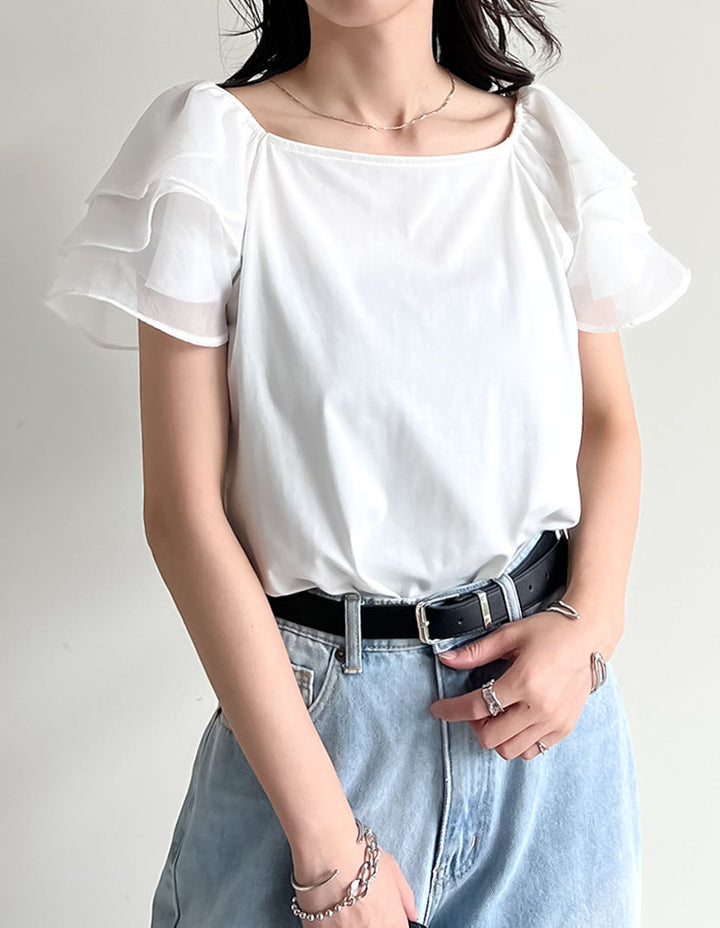 【TIME SALE 40%OFF ¥3,998⇒¥2,398】[着た瞬間ひんやり][接触冷感]2WAYシアーパフオフショルトップス トップス 人気レディースファッション通販 リエディ
