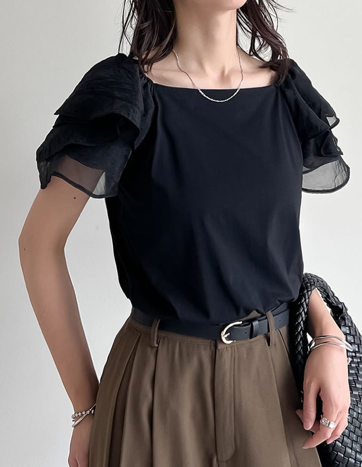 【TIME SALE 40%OFF ¥3,998⇒¥2,398】[着た瞬間ひんやり][接触冷感]2WAYシアーパフオフショルトップス トップス 人気レディースファッション通販 リエディ