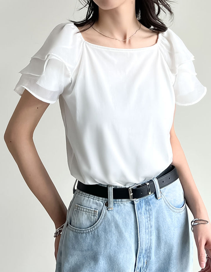 【TIME SALE 40%OFF ¥3,998⇒¥2,398】[着た瞬間ひんやり][接触冷感]2WAYシアーパフオフショルトップス トップス 人気レディースファッション通販 リエディ