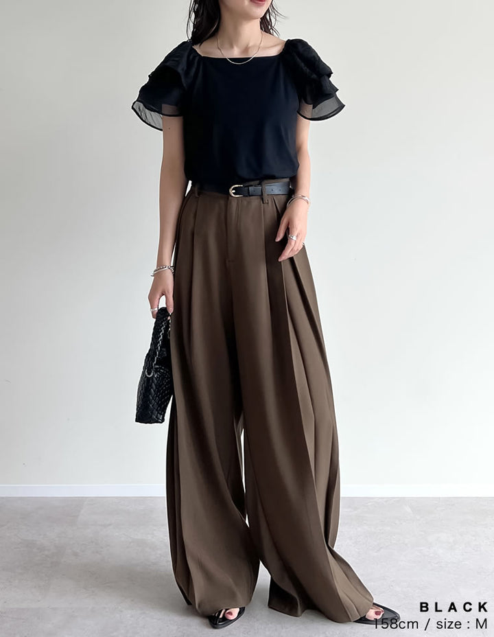【TIME SALE 40%OFF ¥3,998⇒¥2,398】[着た瞬間ひんやり][接触冷感]2WAYシアーパフオフショルトップス トップス 人気レディースファッション通販 リエディ
