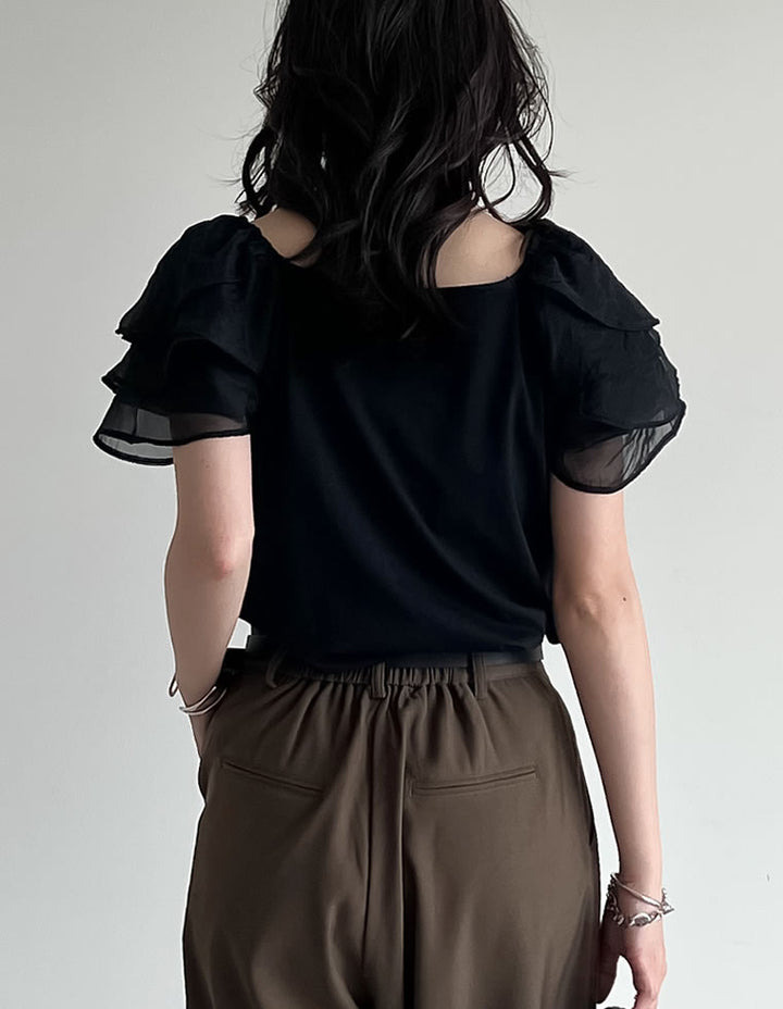 【TIME SALE 40%OFF ¥3,998⇒¥2,398】[着た瞬間ひんやり][接触冷感]2WAYシアーパフオフショルトップス トップス 人気レディースファッション通販 リエディ