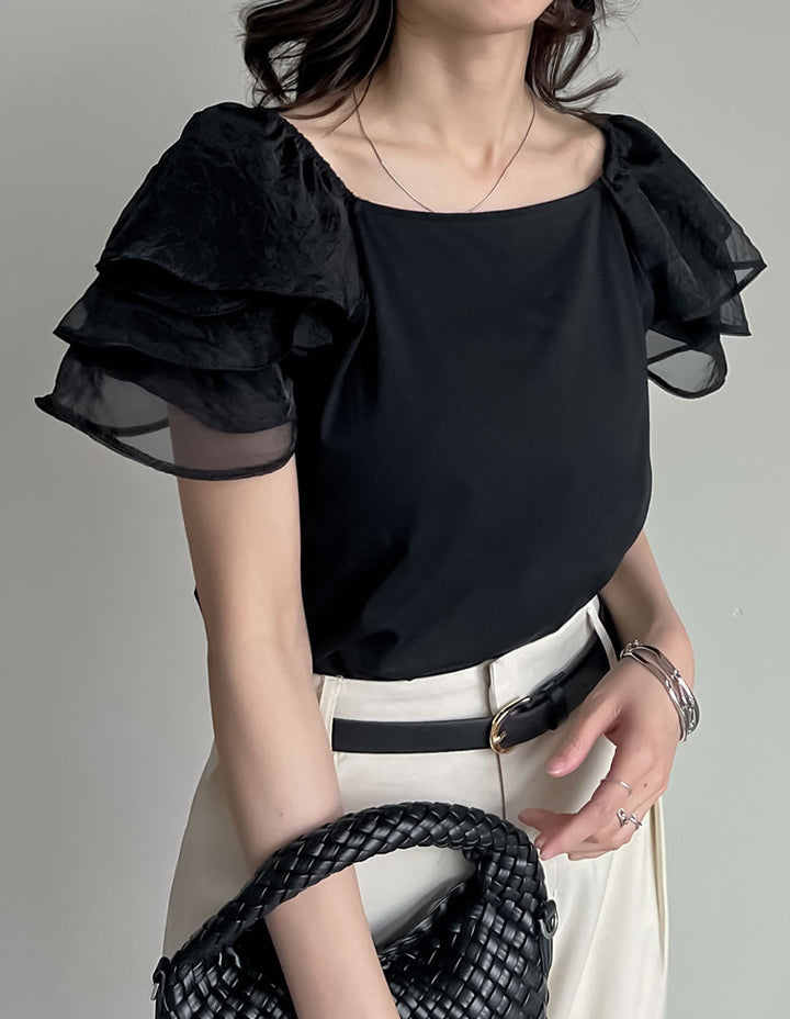 【TIME SALE 40%OFF ¥3,998⇒¥2,398】[着た瞬間ひんやり][接触冷感]2WAYシアーパフオフショルトップス トップス 人気レディースファッション通販 リエディ