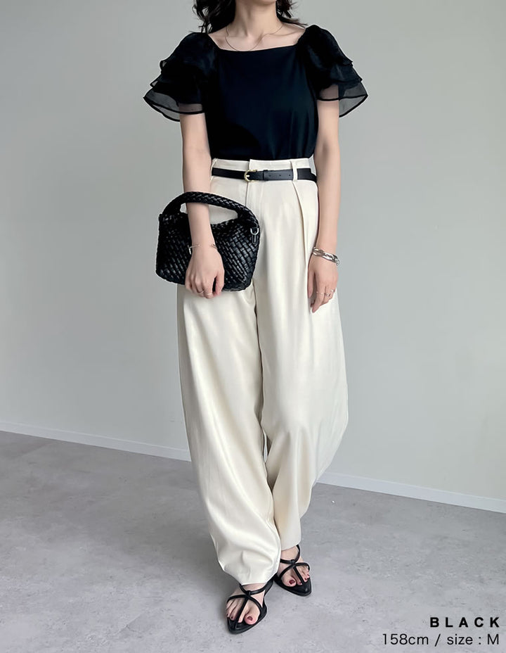 【TIME SALE 40%OFF ¥3,998⇒¥2,398】[着た瞬間ひんやり][接触冷感]2WAYシアーパフオフショルトップス トップス 人気レディースファッション通販 リエディ