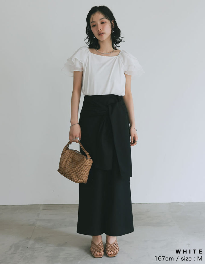 【TIME SALE 40%OFF ¥3,998⇒¥2,398】[着た瞬間ひんやり][接触冷感]2WAYシアーパフオフショルトップス トップス 人気レディースファッション通販 リエディ
