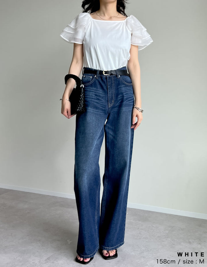 【TIME SALE 40%OFF ¥3,998⇒¥2,398】[着た瞬間ひんやり][接触冷感]2WAYシアーパフオフショルトップス トップス 人気レディースファッション通販 リエディ