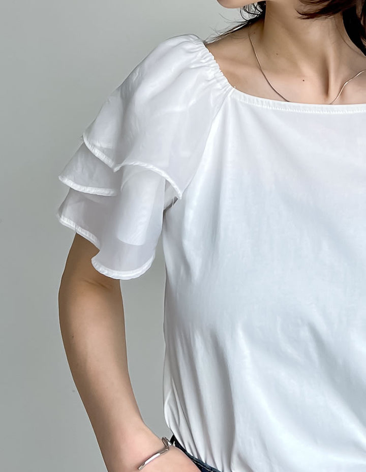 【TIME SALE 40%OFF ¥3,998⇒¥2,398】[着た瞬間ひんやり][接触冷感]2WAYシアーパフオフショルトップス トップス 人気レディースファッション通販 リエディ