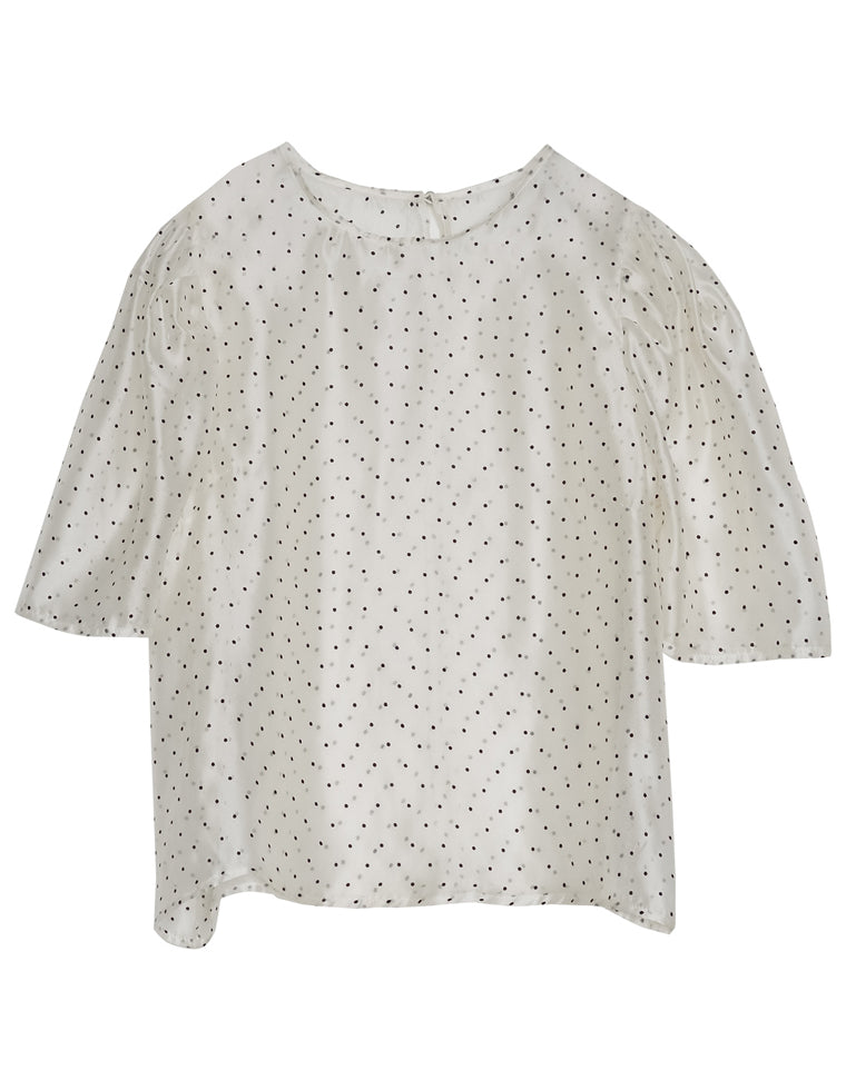 未使用 タグ付き ëpa ドット シアーブラウス ホワイト ドッドシアーボウタイブラウス【洗濯機洗い可】（シャツ・ブラウス