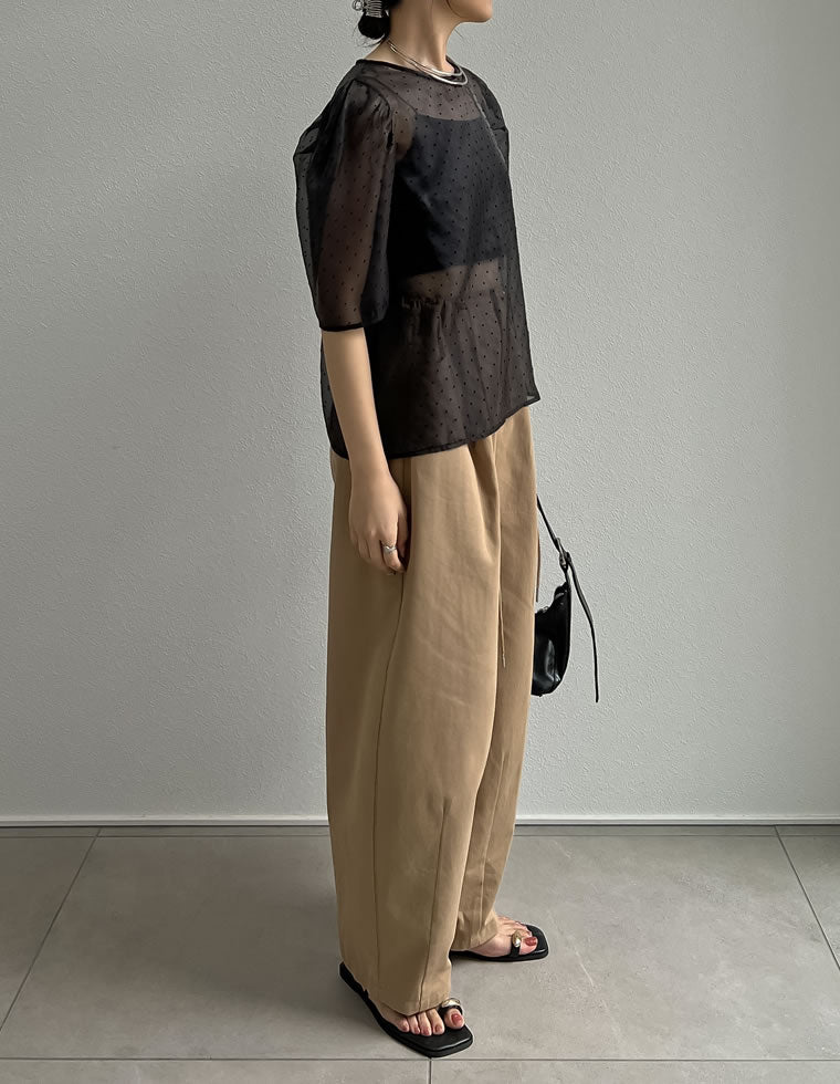 無地orドットパワショルシアーブラウス - トップス通販 | 人気