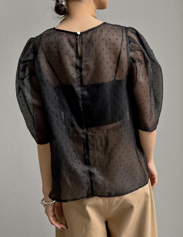 無地orドットパワショルシアーブラウス - トップス通販 | 人気