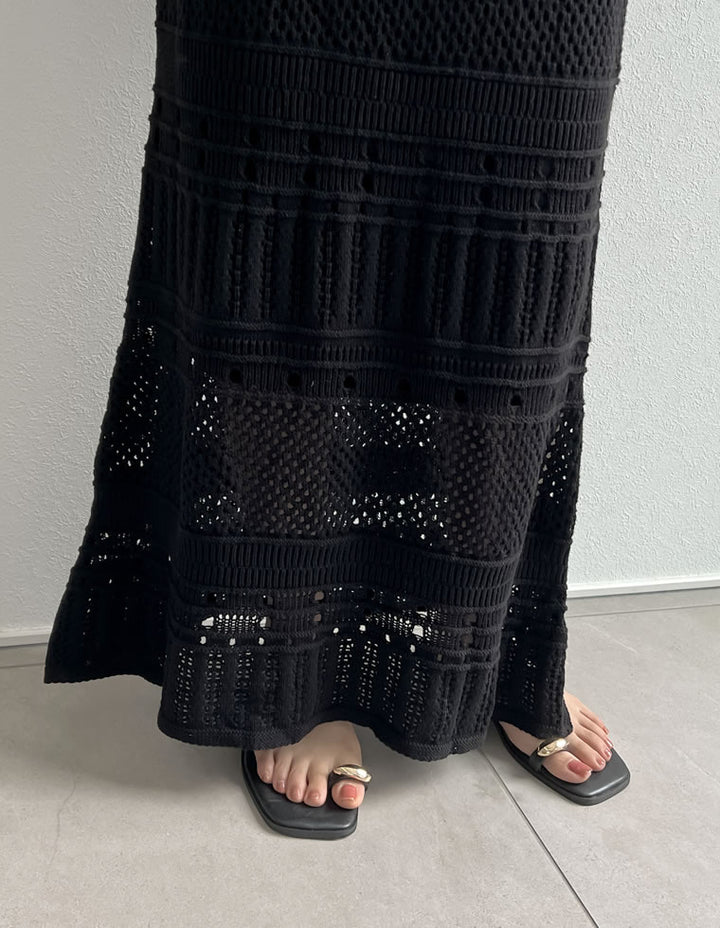 [2024 SUMMER COLLECTION][低身長サイズ有]かぎ針編みニットナロースカート スカート レディースファッション通販 リエディ