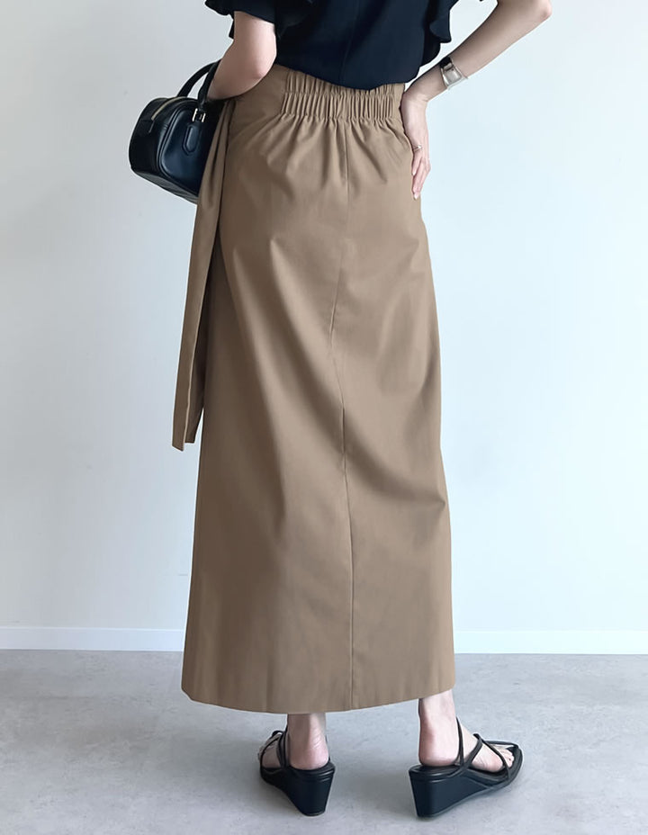 【TIME SALE 40%OFF ¥5,498⇒¥3,298】[低身長サイズ有]リネン混ウエストリボンナロースカート スカート 人気レディースファッション通販 リエディ