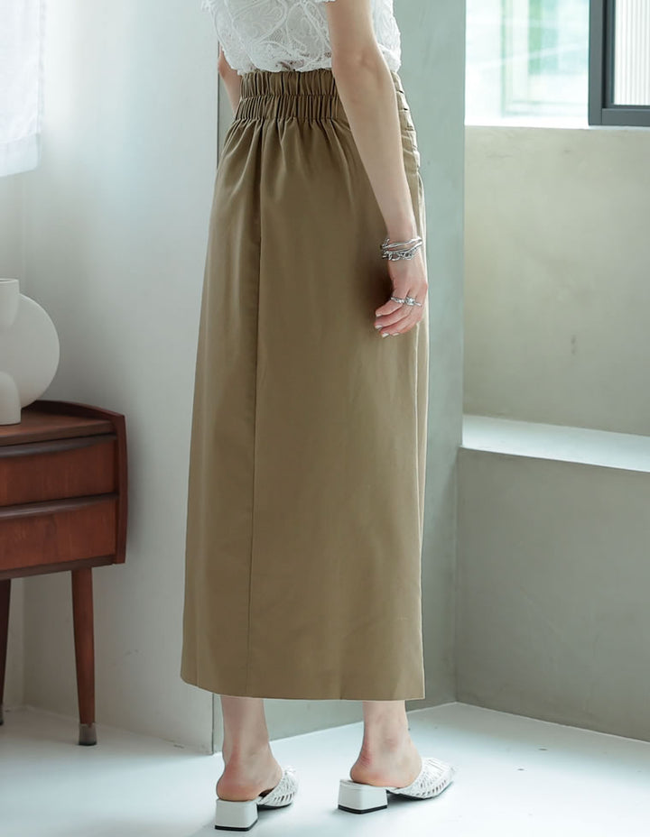 【TIME SALE 40%OFF ¥5,498⇒¥3,298】[低身長サイズ有]リネン混ウエストリボンナロースカート スカート 人気レディースファッション通販 リエディ