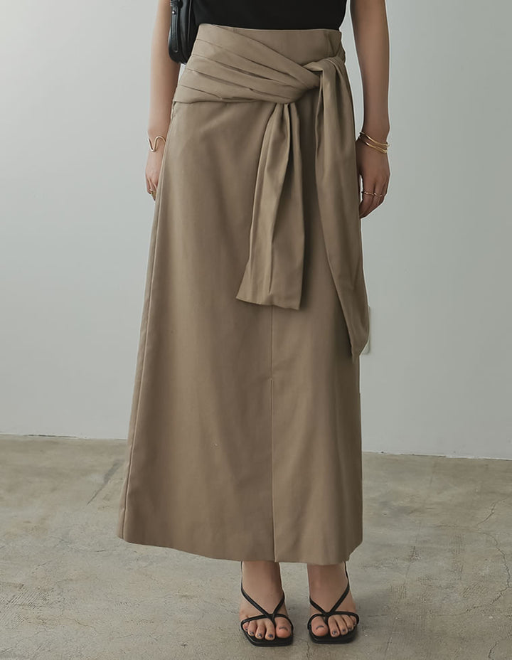 【TIME SALE 40%OFF ¥5,498⇒¥3,298】[低身長サイズ有]リネン混ウエストリボンナロースカート スカート 人気レディースファッション通販 リエディ