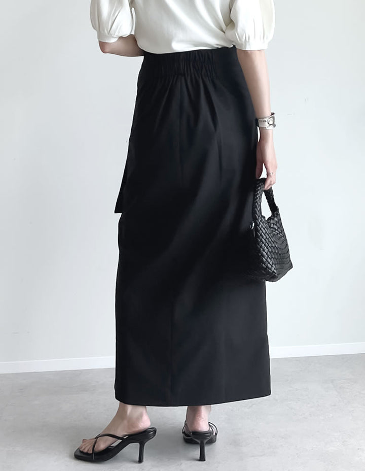 【TIME SALE 40%OFF ¥5,498⇒¥3,298】[低身長サイズ有]リネン混ウエストリボンナロースカート スカート 人気レディースファッション通販 リエディ