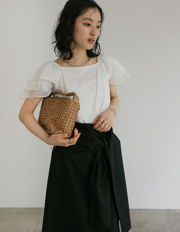 【TIME SALE 40%OFF ¥5,498⇒¥3,298】[低身長サイズ有]リネン混ウエストリボンナロースカート スカート 人気レディースファッション通販 リエディ