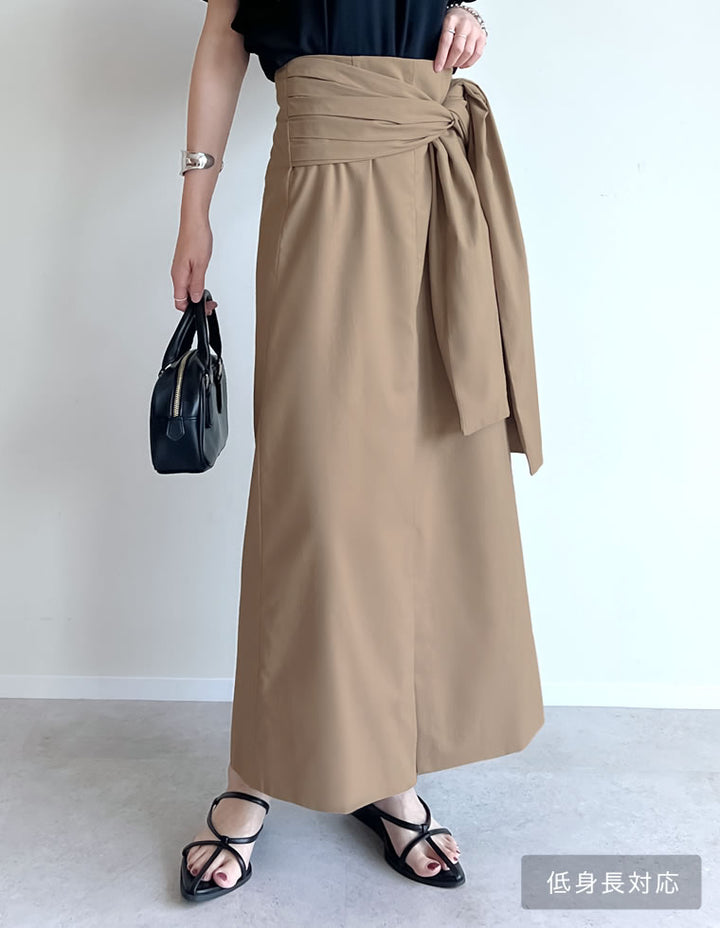 【TIME SALE 40%OFF ¥5,498⇒¥3,298】[低身長サイズ有]リネン混ウエストリボンナロースカート スカート 人気レディースファッション通販 リエディ