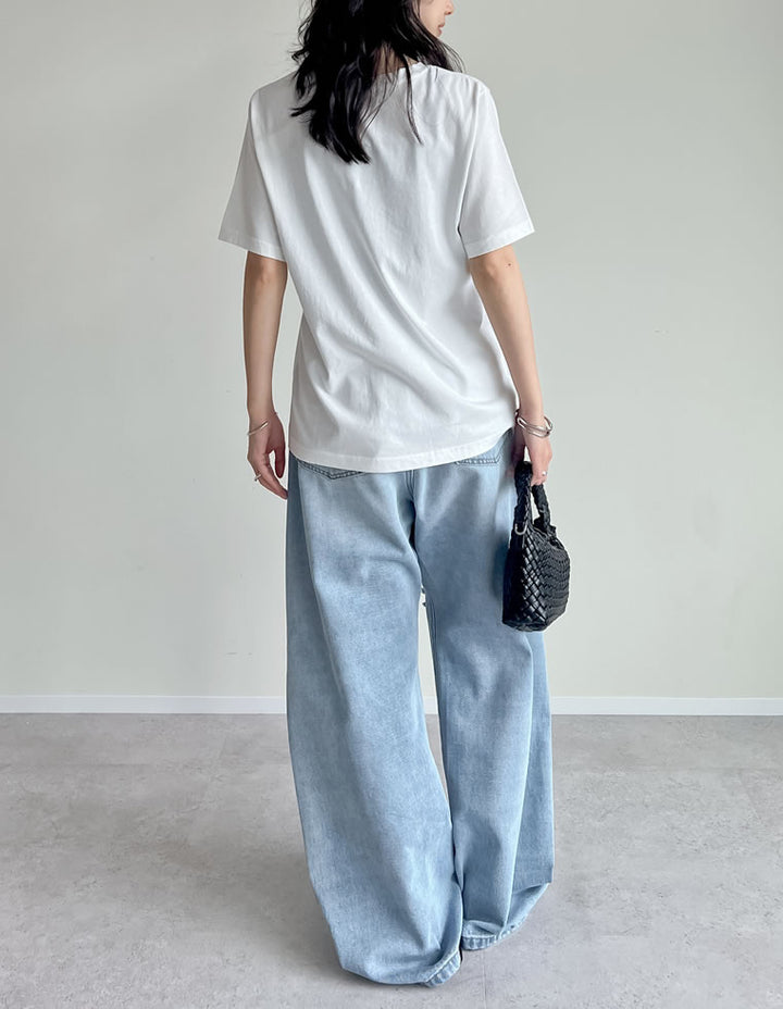 【TIME SALE 50%OFF ¥3,498⇒¥1,749】コットンイーグルプリントヴィンテージライクTシャツ トップス 人気レディースファッション通販 リエディ