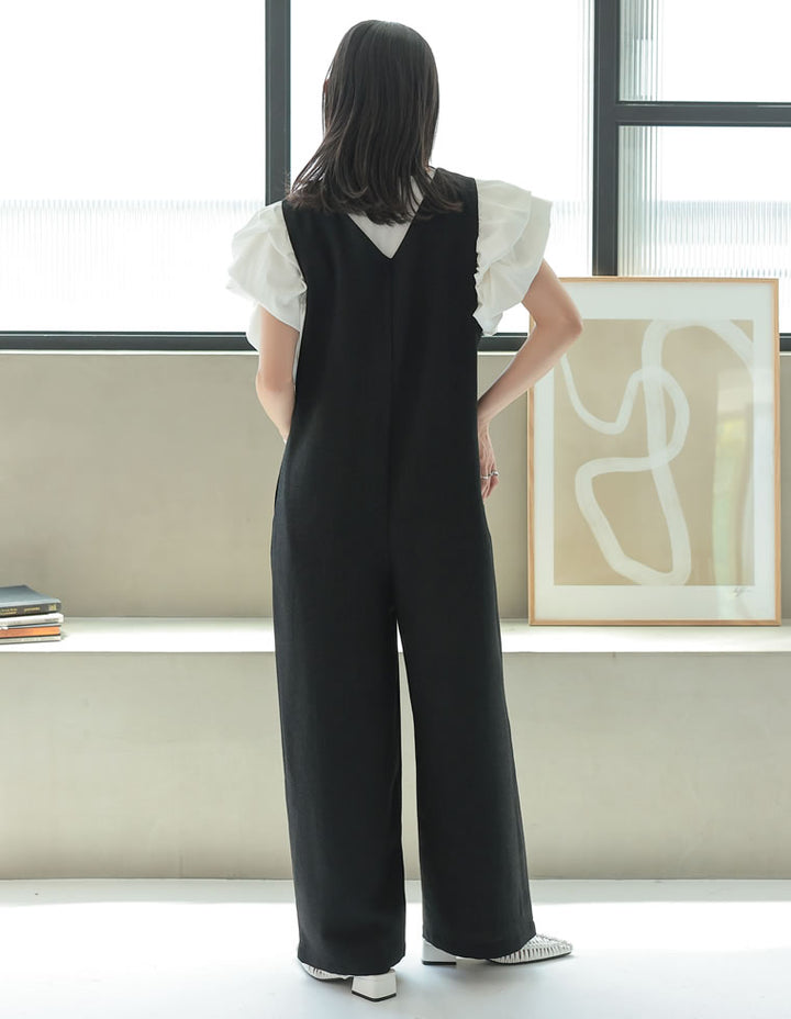 【TIME SALE 20%OFF ¥6,998⇒¥5,598】[2025 SUMMER COLLECTION][低身長/高身長サイズ有]サマーツイードVネックオールインワン オールインワン 人気レディースファッション通販 リエディ