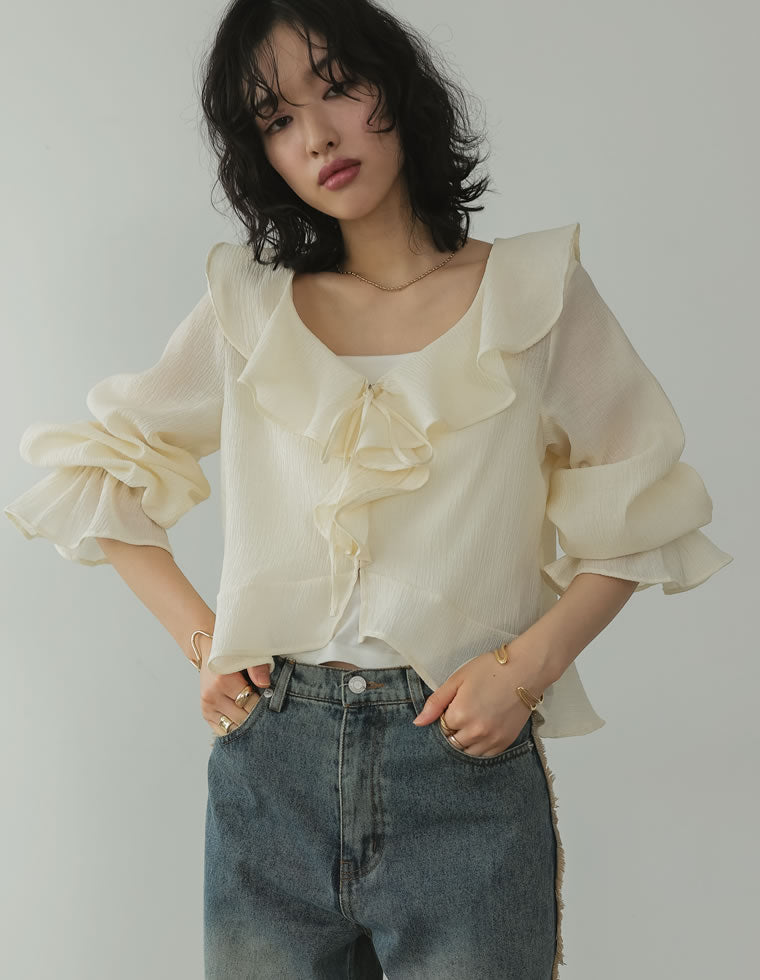 新品 2024 TO BE CHIC フリルリボンブラウス フリルタイトリボンブラウス – Belchic