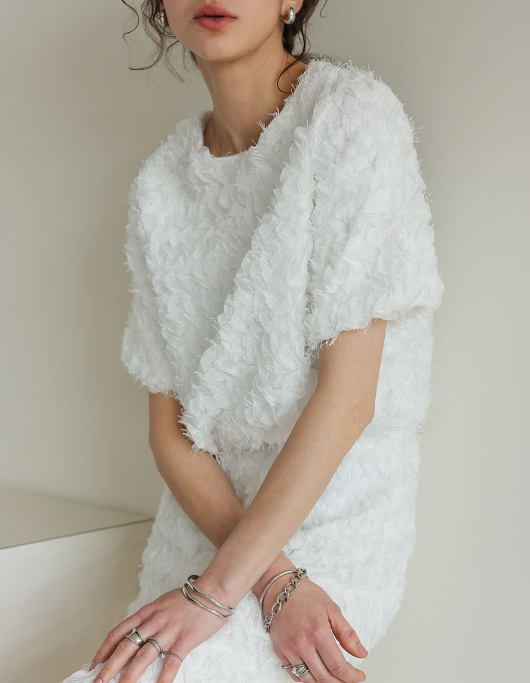 45R ハケ目 フラワージャガードブラウス マルタ様専用】45R ／45rpm ハケ目のフラワージャガードブラウス