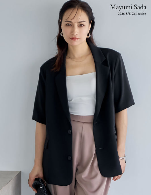【公式限定！20％ポイント還元】オーバーサイズハーフスリーブテーラードジャケット ジャケット/アウター 人気レディースファッション通販 リエディ