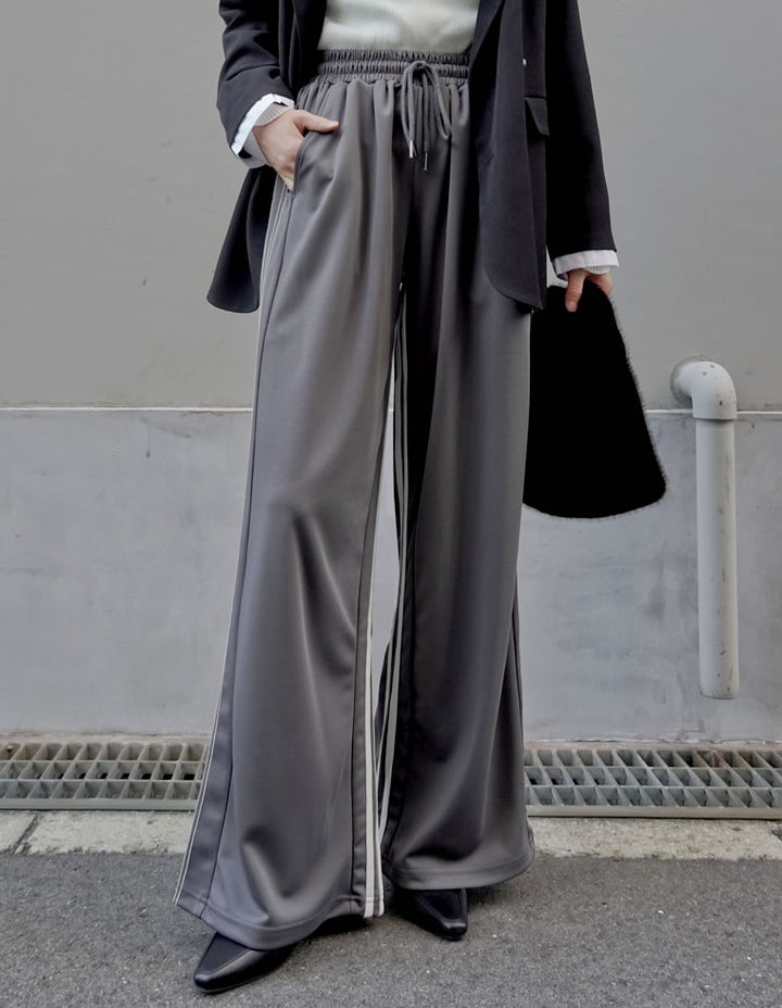 [低身長/高身長サイズ有]サイドラインルーズワイドパンツ パンツ 人気レディースファッション通販 リエディ