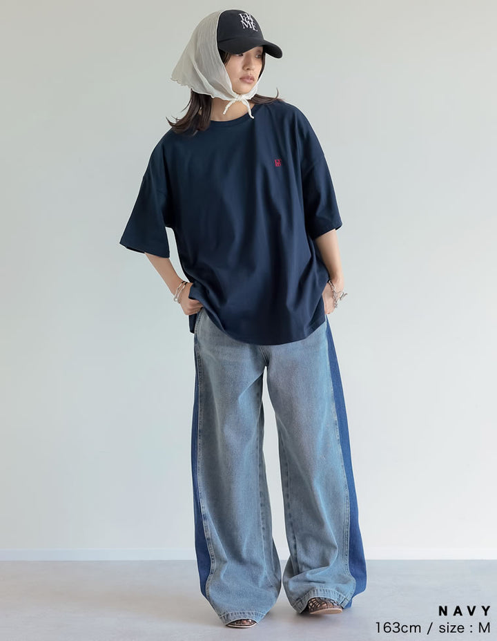 【TIME SALE 50%OFF ¥2,998⇒¥1,499】ワンポイント刺繍オーバーサイズTシャツ[mb] トップス 人気レディースファッション通販 リエディ