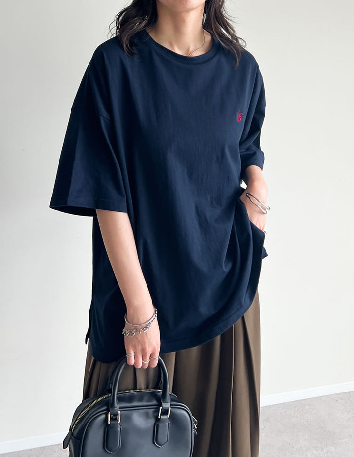 【TIME SALE 50%OFF ¥2,998⇒¥1,499】ワンポイント刺繍オーバーサイズTシャツ[mb] トップス 人気レディースファッション通販 リエディ