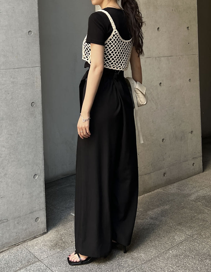 【TIME SALE 50%OFF ¥2,998⇒¥1,499】[2024 SUMMER COLLECTION]メッシュ編みニットショートキャミビスチェ[mb] トップス 人気レディースファッション通販 リエディ