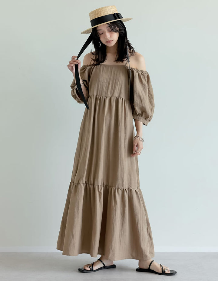 【TIME SALE 20%OFF ¥6,998⇒¥5,598】[新色追加][低身長サイズ有]パフスリーブティアードワンピース ワンピース 人気レディースファッション通販 リエディ