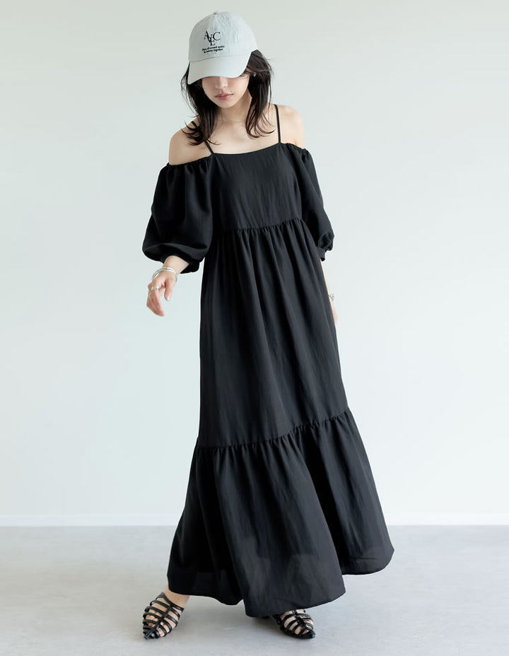 【TIME SALE 20%OFF ¥6,998⇒¥5,598】[新色追加][低身長サイズ有]パフスリーブティアードワンピース ワンピース 人気レディースファッション通販 リエディ