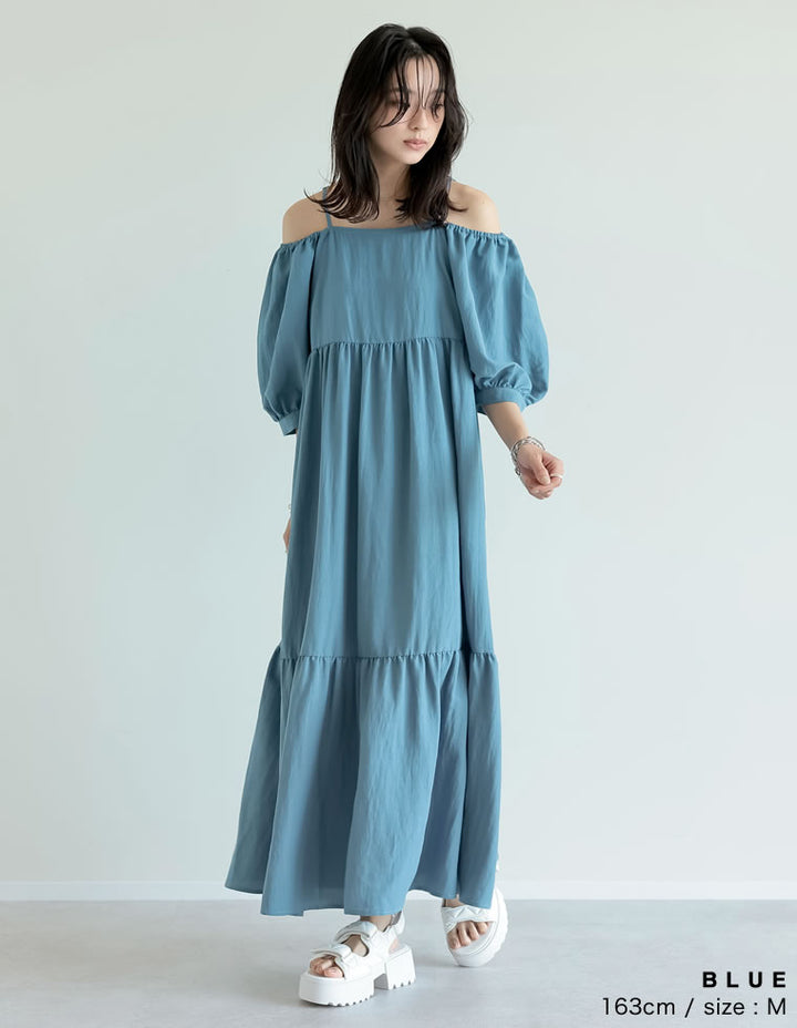 【TIME SALE 20%OFF ¥6,998⇒¥5,598】[新色追加][低身長サイズ有]パフスリーブティアードワンピース ワンピース 人気レディースファッション通販 リエディ