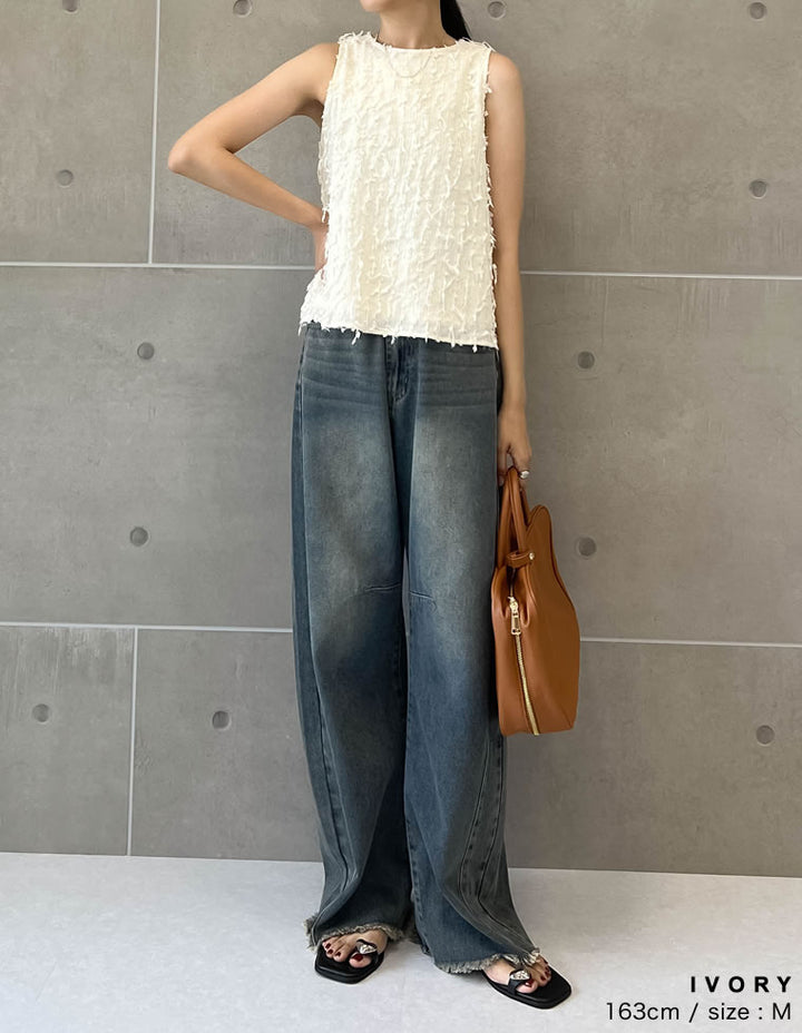【TIME SALE 50%OFF ¥3,998⇒¥1,999】フリンジジャージアメスリトップス トップス 人気レディースファッション通販 リエディ