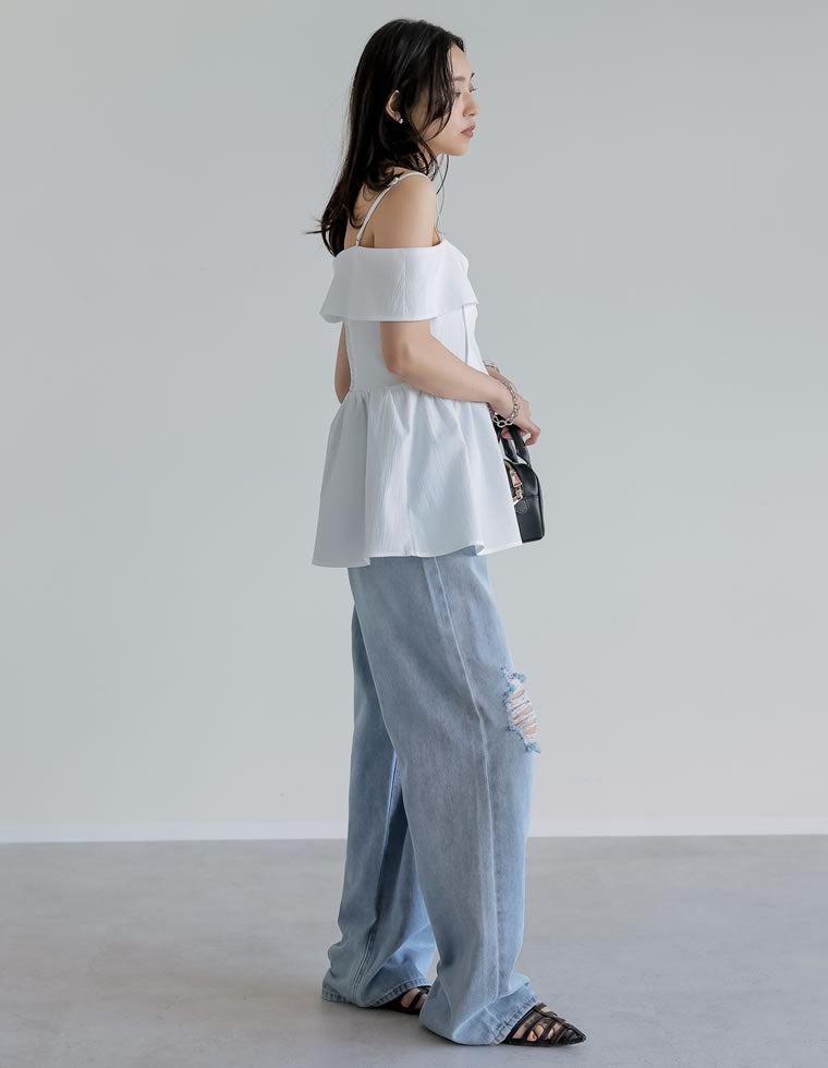 リボンデザインオフショルフレアトップス - トップス通販 | 人気